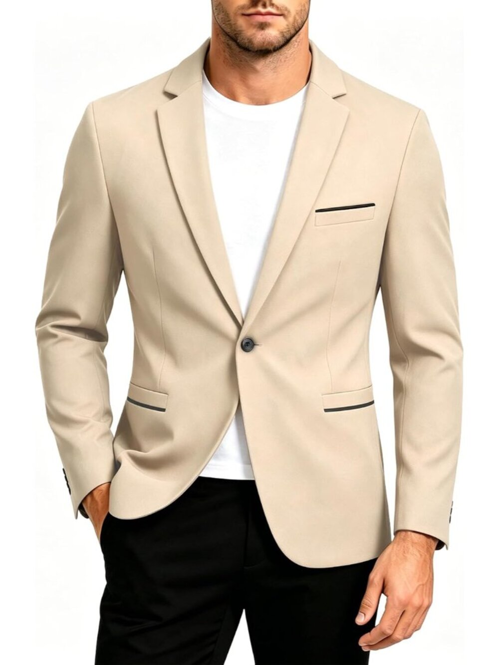 Men's Suit Jacket One Button Slim Fit Sport Coat Business Blazer